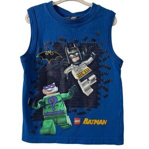 Vintage Y2K Lego Blue Batman DC Comics Boys Tank Top 4T 2010 Cotton 2000s collab